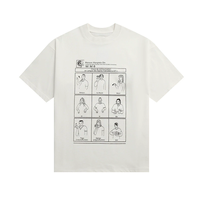 Maison Margiela 24SS коллекция MM6 цифровой узор круглый вырез мужской и женский модный бренд укороченный рукав футболка серия