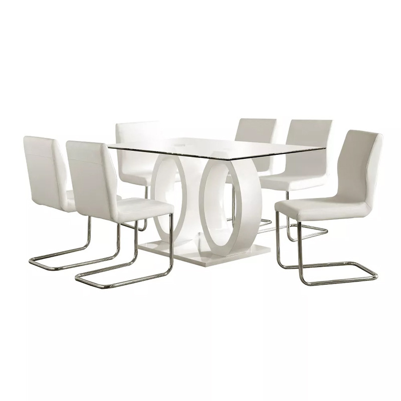 Exportación personalizada mesa de comedor de vidrio temperado transparente mesa de comedor rectangular mesa de comedor de vidrio image 6