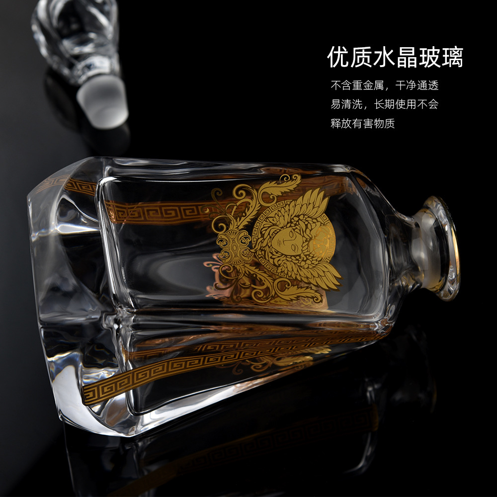 欧式加厚威士忌酒具套装真金花纸轻奢洋酒分酒器套装酒壶酒樽套装