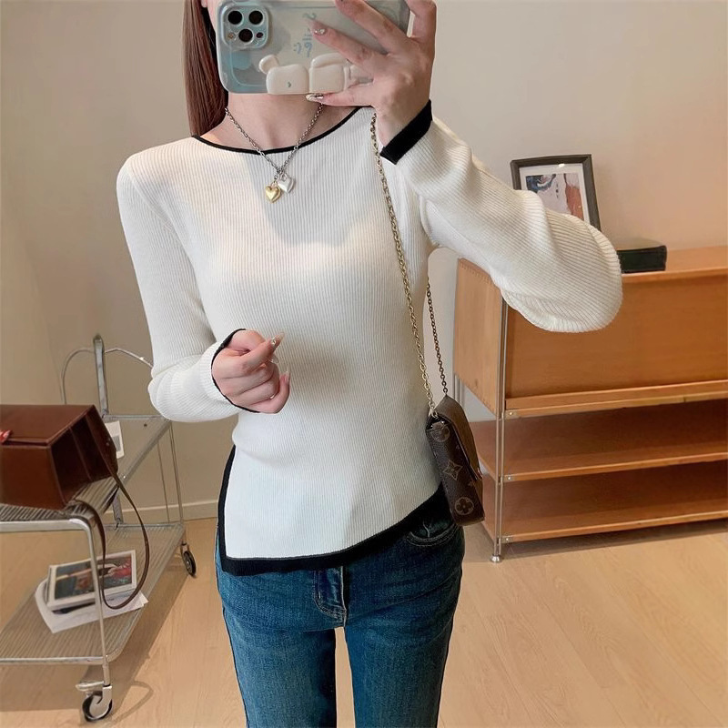 Clearance Sale: One-Sided Slit Design, Off-The-Shoulder Ribbed Wool Knit Top, New Autumn 2023 Model 402282 Clearance Sale: One-Sided Slit Design, Off-The-Shoulder Ribbed Wool Knit Top, New Autumn 2023 Model 402282