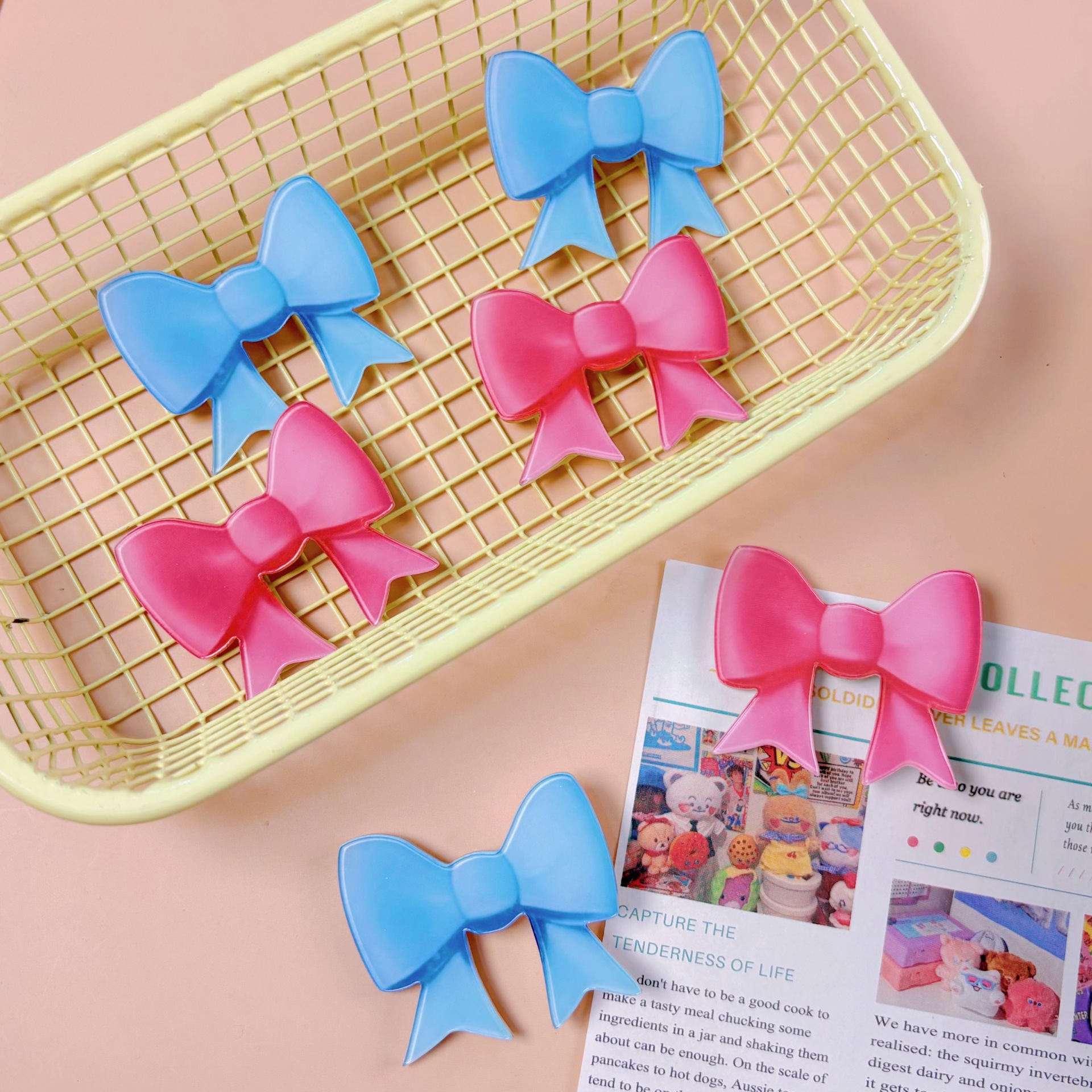 小某书同款亚克力蝴蝶结发夹音乐节物料周边头饰可爱少女心边夹