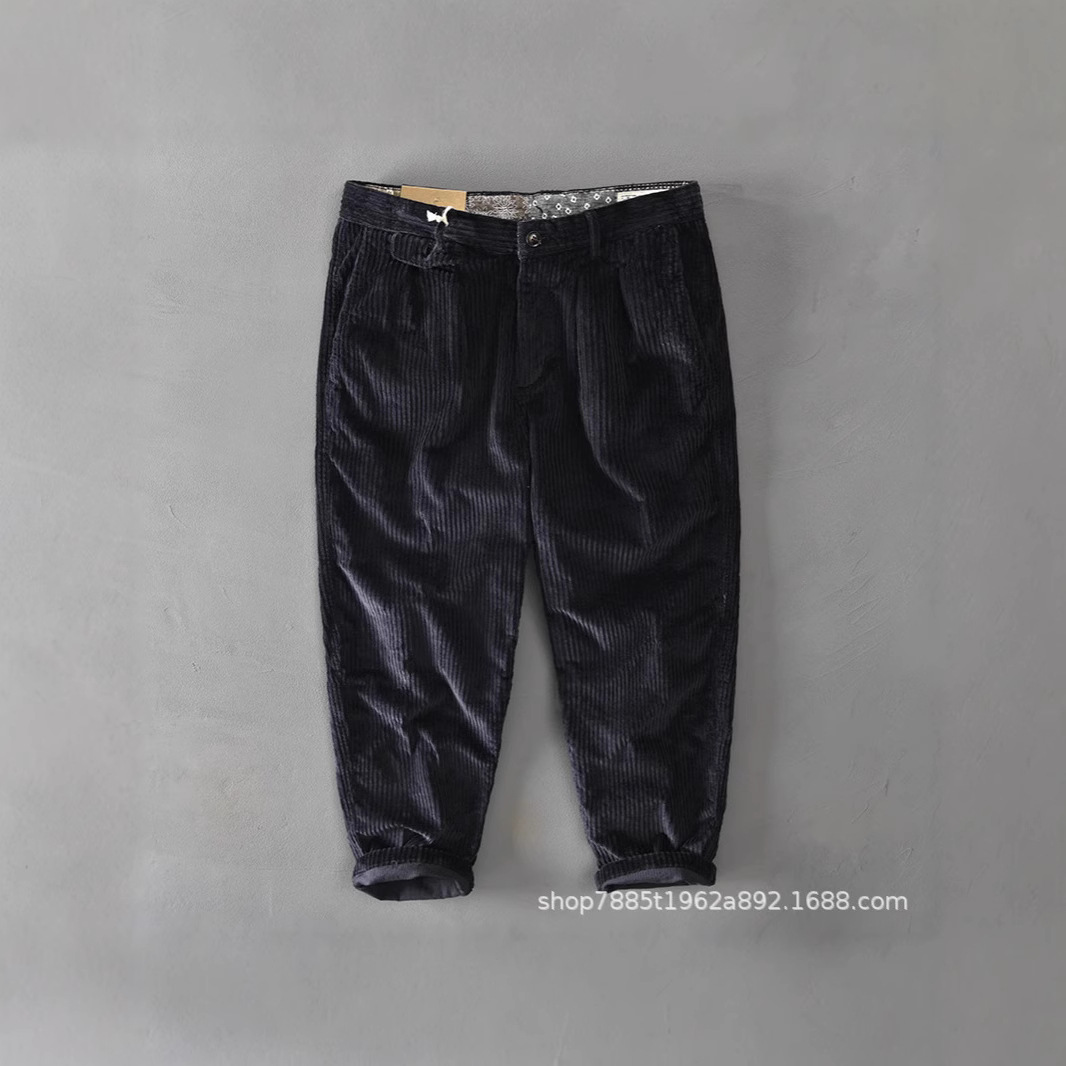 Tik Tok Blaze American Vintage Casual Pantalón de pana Ami Kaji japonés para hombre suelto de terciopelo blanco