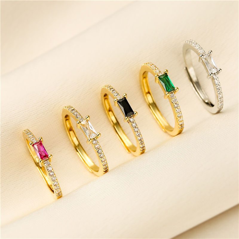 Ig Style Rectangle Copper Plating Inlay Zircon Open Ring display picture 1