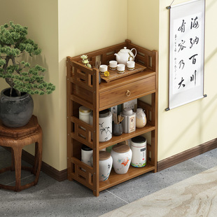 Multi-Layer Storage Rack Tea Room Study Rack Home Floor-Standing Storage Rack with Drawers Tea Set Tea Display Rack
