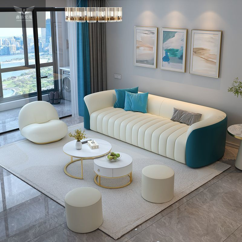 Sala de estar nórdica moderna de lujo ligero sofá red sofá pequeño sofá mesa de té combinación simple tecnología sofá de tela