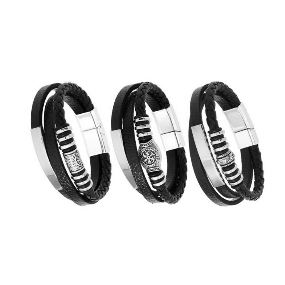 Men's Braided Leather Bracelet Waterproof And Hypoallergenic_voghion.com