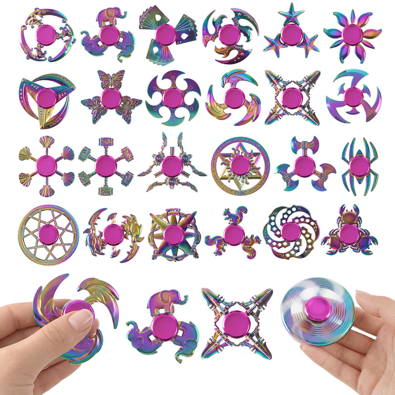 Cross-border hot-selling colorful fingertip gyro zinc alloy electroplating finger gyro decompression toy stall Net red small toy