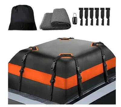 Kempinq və səyahət Roof Luggage Bag, Wear-Resistant Storage - 420d-orange-roof-bag-anti-slip-mat-lock-6-door-hooks