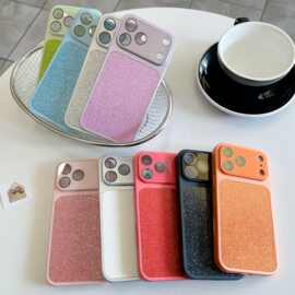 适用苹果秒变17全包镜头闪粉手机壳iphone16肤感磨砂15pro保护套