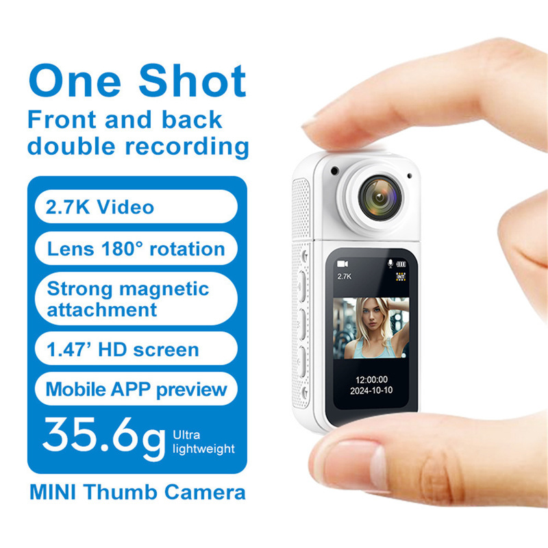 Cross-border explosions HD thumb camera, 2.7K image quality 180 rotating camera, magnetic motion camera