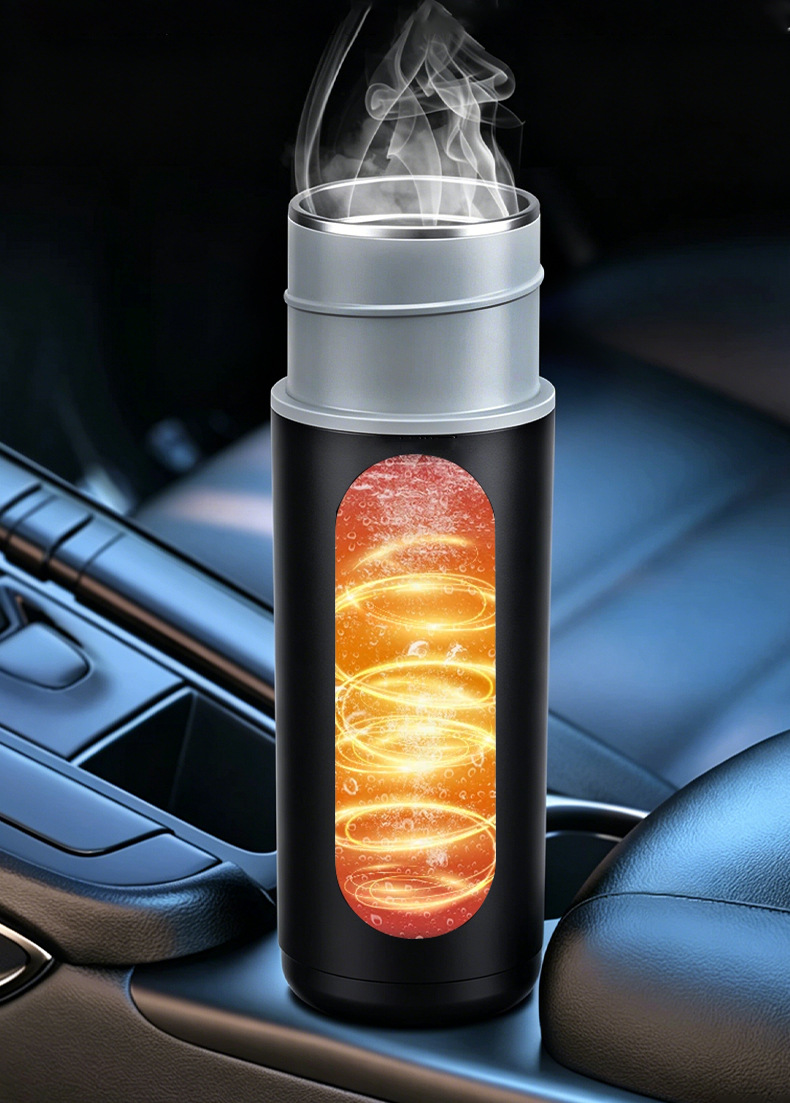 Car-Mounted Stainless Steel Water Boiling Cup 12V24V Electric Water Cup for Car Use, Truck Water Kettle, Intelligent Insulation and Heating