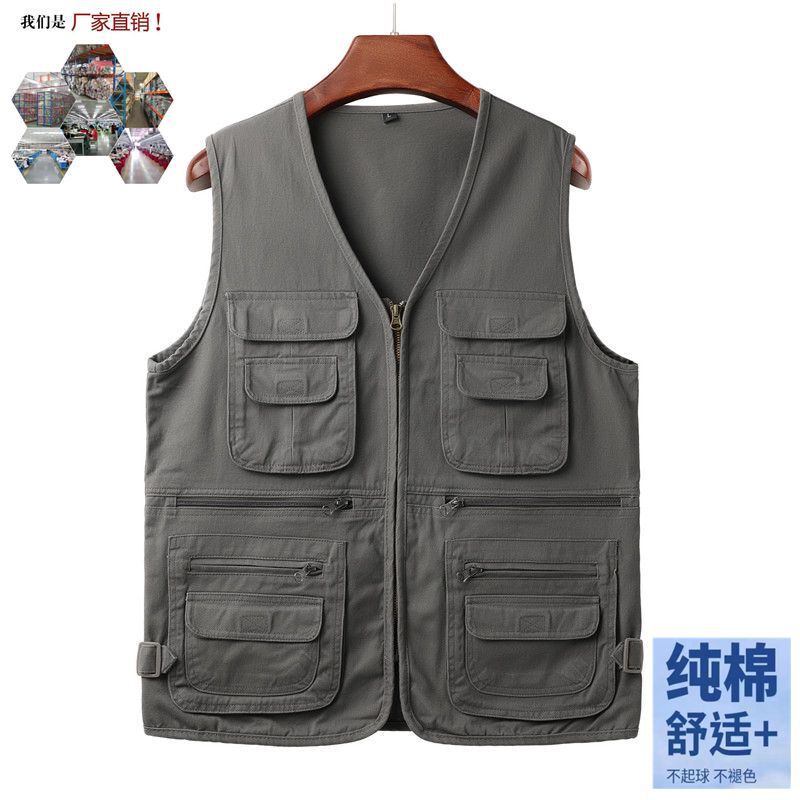Photographer's Loose Vest Workwear Director Reporter Promotional Event Work Vest Multi-Pocket Fishing Vest Men