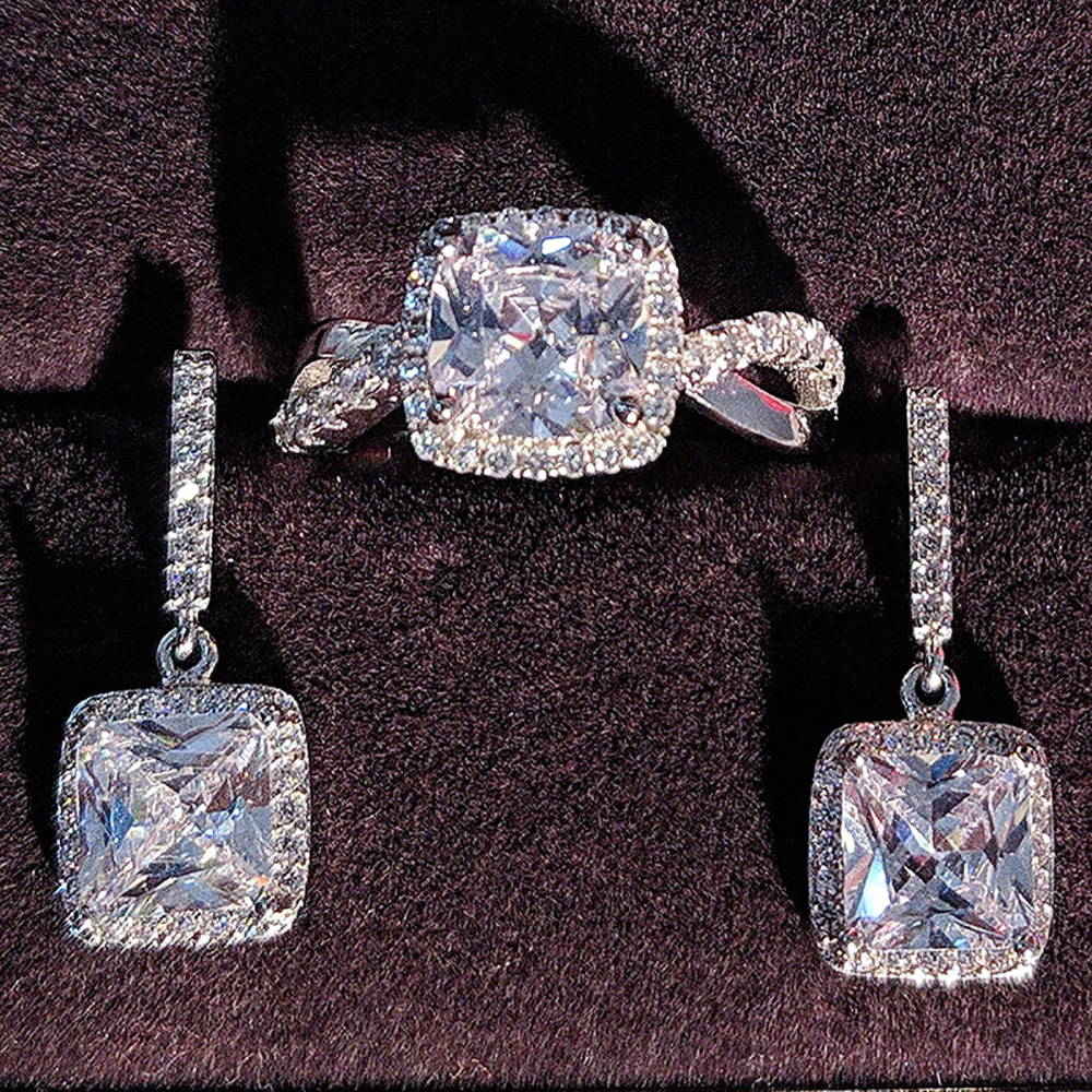 亚马逊热卖首饰套装戒指耳钉女小众感设计r1520-e505