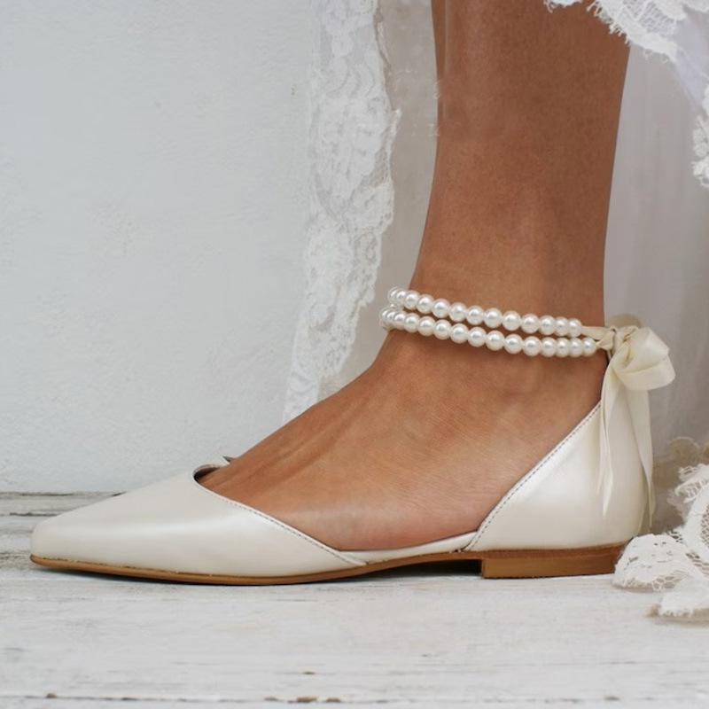 Sandalias Caladas de Tacón Bajo con Perlas de PU y Suela de Caucho image 3