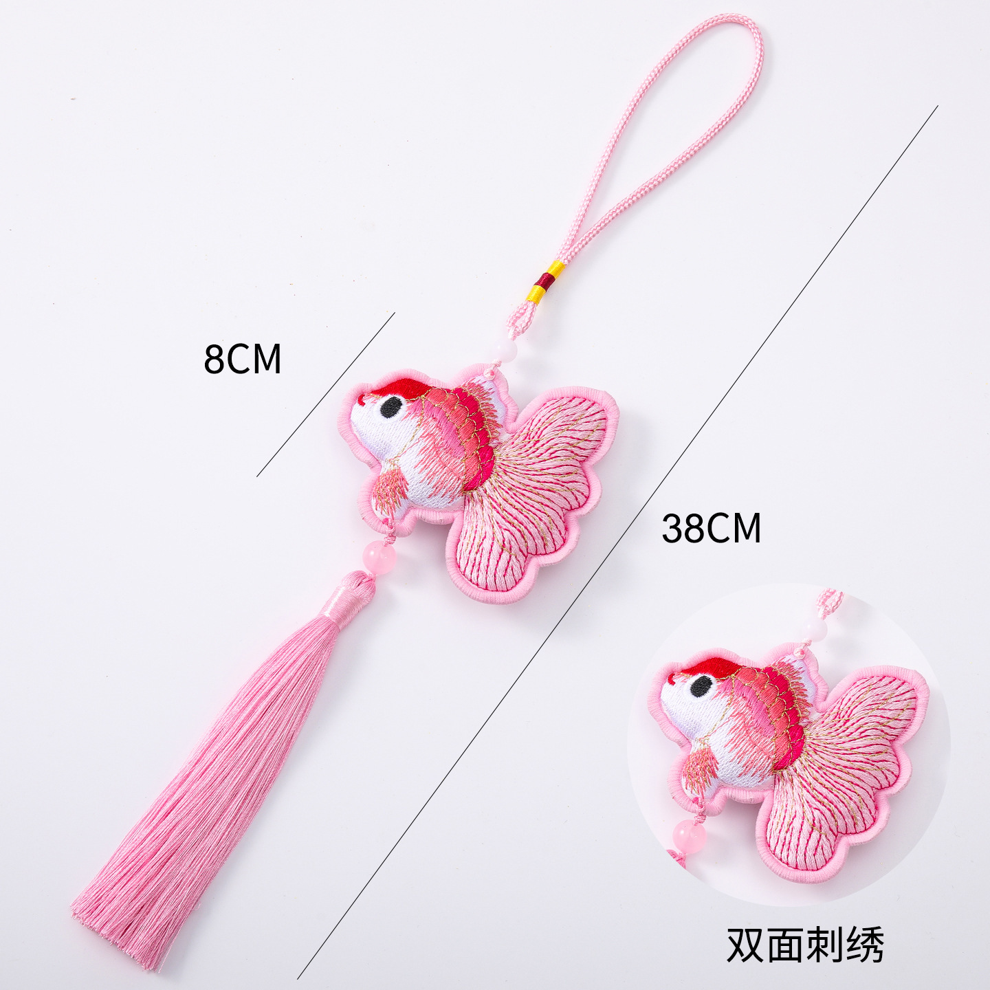 2026 Año Nuevo Koi colgante bordado de doble cara bordado bordado colgante de decoración de flores de lanterna de Año Nuevo hecha a mano DIY material de barril