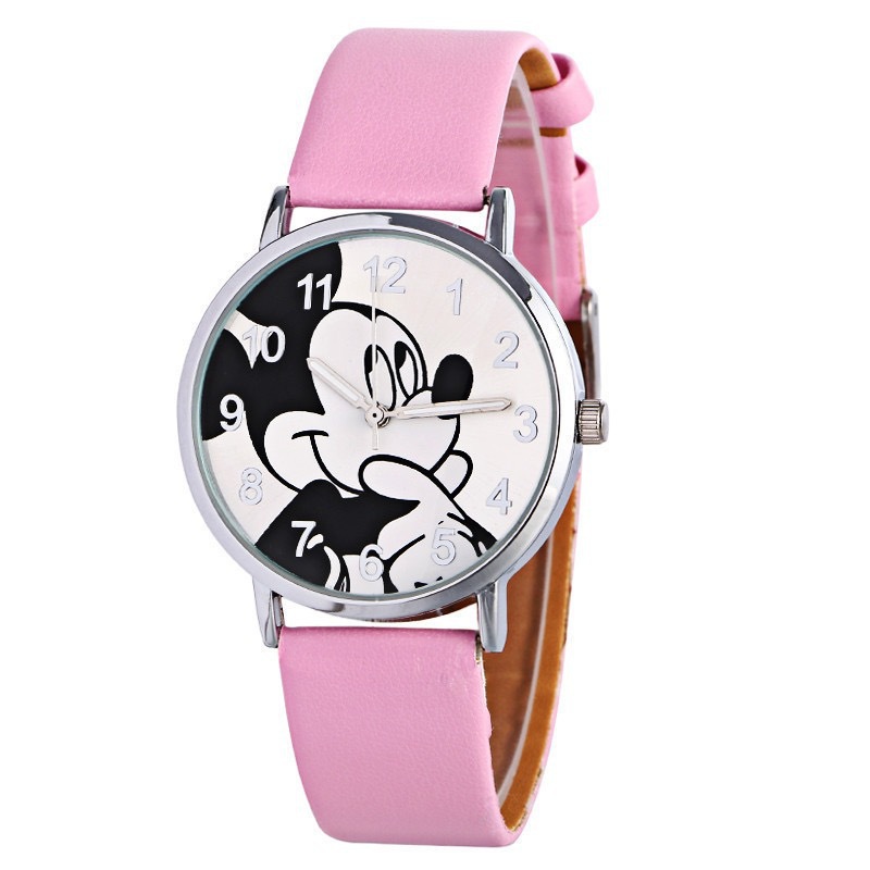 Wish transfronterizo al por mayor lindo ratón dibujos animados reloj para niños ratón cinturón de PU moda reloj de cuarzo en nombre de las mujeres