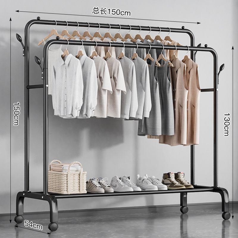 Percha de secado de ropa de piso dormitorio doméstico colgar ropa plegable de una sola varilla simple dormitorio interior móvil percha de sombrero