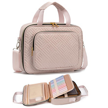 浅粉菱格包 分层防水书本收纳包 通勤拜年福气包批发