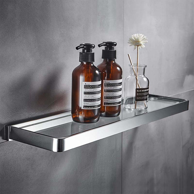 Estante de almacenamiento simple para baño, bandeja de almacenamiento de cobre para lavabo, estante de almacenamiento transparente de doble capa para tocador