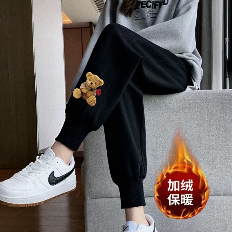 빅 브라운 베어 스크류 블랙 팬츠 플러스 벨벳