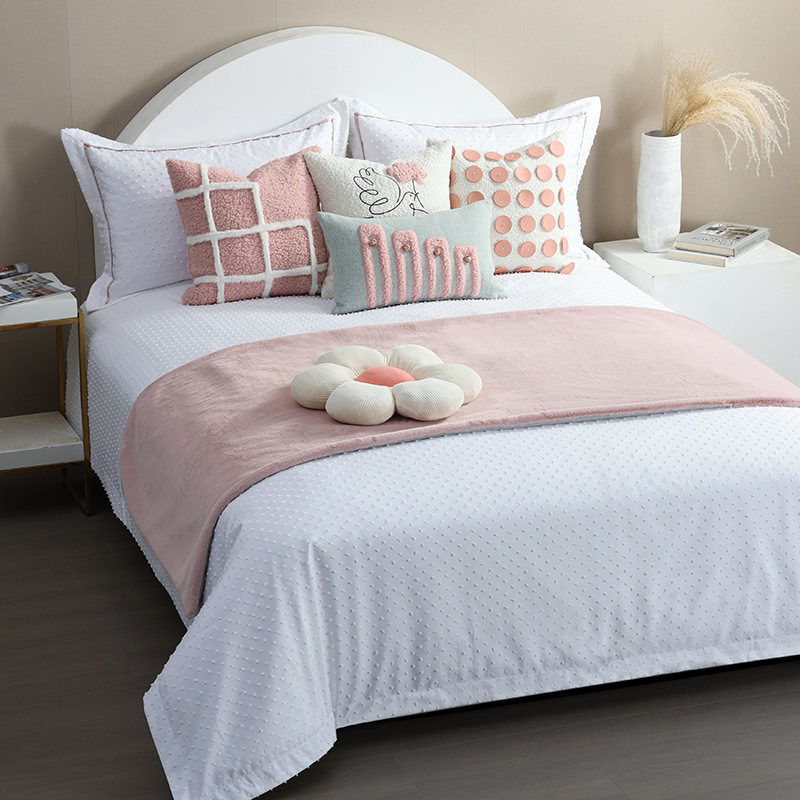 Pink Girl Kidsren's Room Model Room Bedding Ten-Piece Set of Fitted Sheet Style Pink Handmade Pillows Home Exhibition Hall Soft Decoration