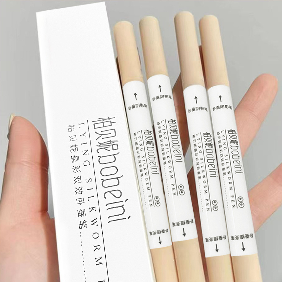 Crystal color high-gloss brightening double-head dual-purpose natural outline lying silkworm waterproof not easy to faint matte slim eye shadow Pen Women