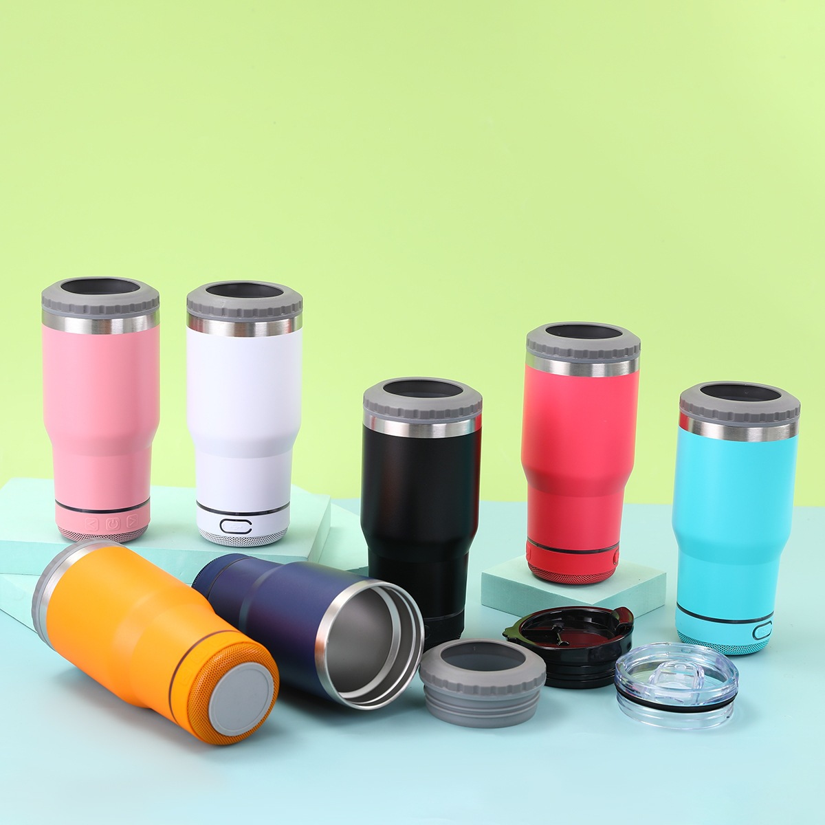 Cross-border 304 taza de acero inoxidable de alto valor visual taza de audio Bluetooth vacío doble taza de automóvil portátil