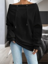 V 50987 Sexy Off Shoulder Drawstring Sweatshirt ����¶������