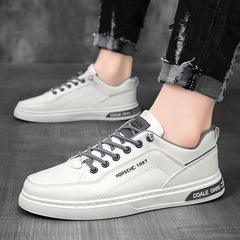 2023 Autumn New Men's Casual White Shoes Trendy Korean Style Fashion Leather Panel Shoes Wenzhou Men's Shoes Wholesale