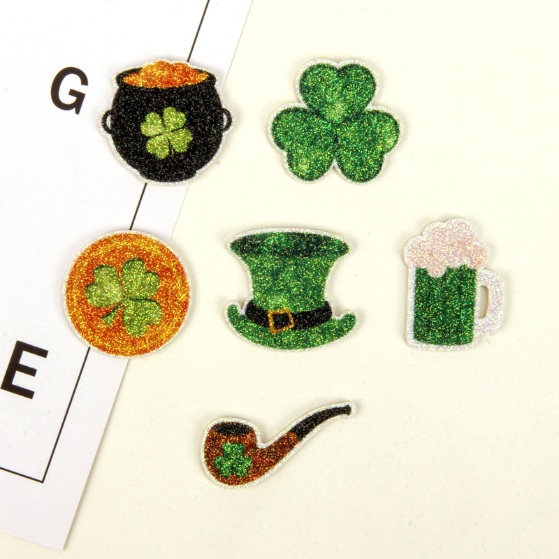Cross-border hot sale Irish Festival printing gold powder hat beer pipe Clover phone case diy jewelry accessories