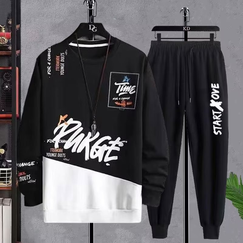 Traje deportivo de ocio para hombre otoño estilo coreano moda traje de estudiante juvenil de moda con traje de dos piezas guapo