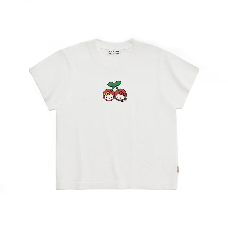 Madhappy co-branded cherry pattern printed slim-fit round-neck pullover short-sleeve cropped T-shirt for women Madhappy co-branded cherry pattern printed slim-fit round-neck pullover short-sleeve cropped T-shirt for women