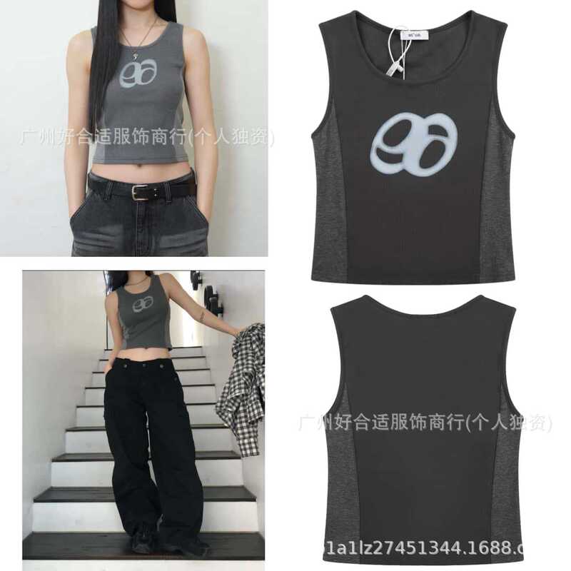 New 2026 Summer Collection Korean Designer as*n Letter Print Slim Fit Sleeveless Tank Top for Hot Girls New 2026 Summer Collection Korean Designer as*n Letter Print Slim Fit Sleeveless Tank Top for Hot Girls