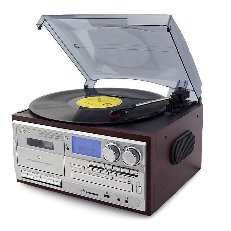 レトロビニールレコードプレーヤー CD プレーヤー昔ながらのテーププレーヤー FMAM ラジオデスクトップ Bluetooth スピーカーアマゾン外国貿易|undefined
