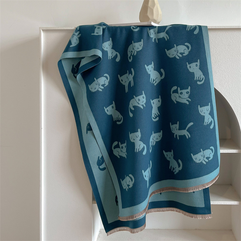 Scialle invernale lungo in jacquard double face con aria condizionata e caldo, in imitazione cashmere, sciarpa personalizzata alla moda per donna_voghion.com