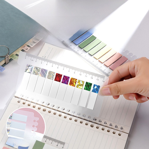 Laser gem transparent sticky notes with Instagram style and a sense of elegance, memo paper for students, index labels, small cards, factory wholesale