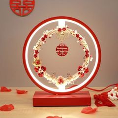 結婚式のテーブルランプ、寝室のベッドサイドランプ、結婚式の部屋の結納ランプ、新婚夫婦への結婚祝い、赤い常夜灯、卸売