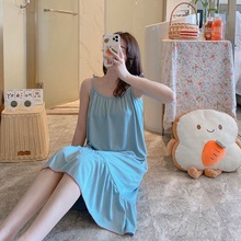 新款学生可爱少女感睡衣家居服夏季中长款日系吊带连衣睡裙女批发