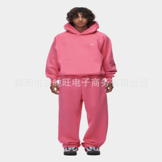 新款跨境春季欧美新款印花运动套装男女同款连帽卫衣阔腿裤套装|undefined