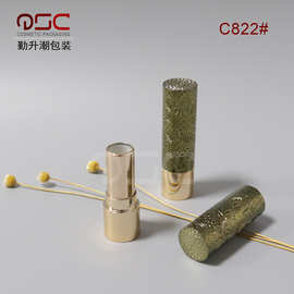 新款圆形复古浮雕口红管 镀金唇膏空管化妆品包材定 制生产厂家