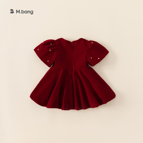 babycity children's clothing girls dress spring pearl red dress princess dress children's performance dress children's dress