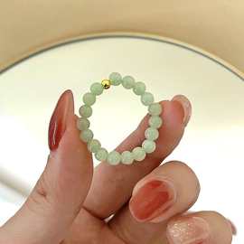 新款网红直播同款和田玉戒指青金石戒圈古风小众简约指环女款素圈