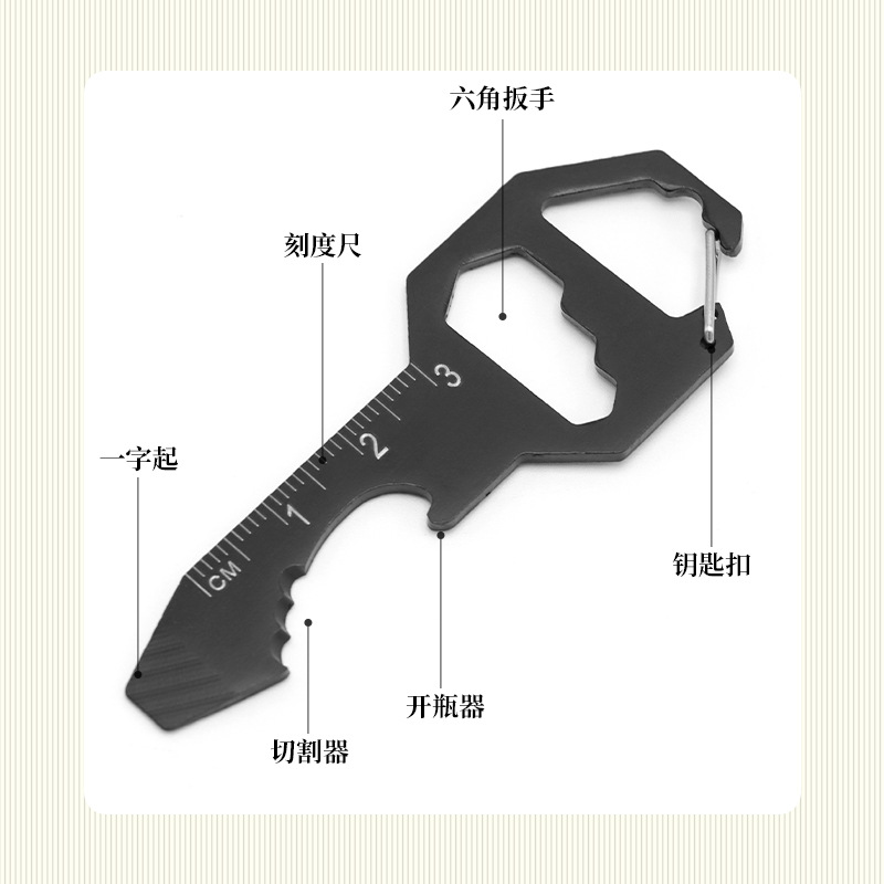 Tarjeta de tipo EDC herramienta tarjeta multifunción llavero abrebotellas colgante hexagonal destornillador portátil mini herramienta