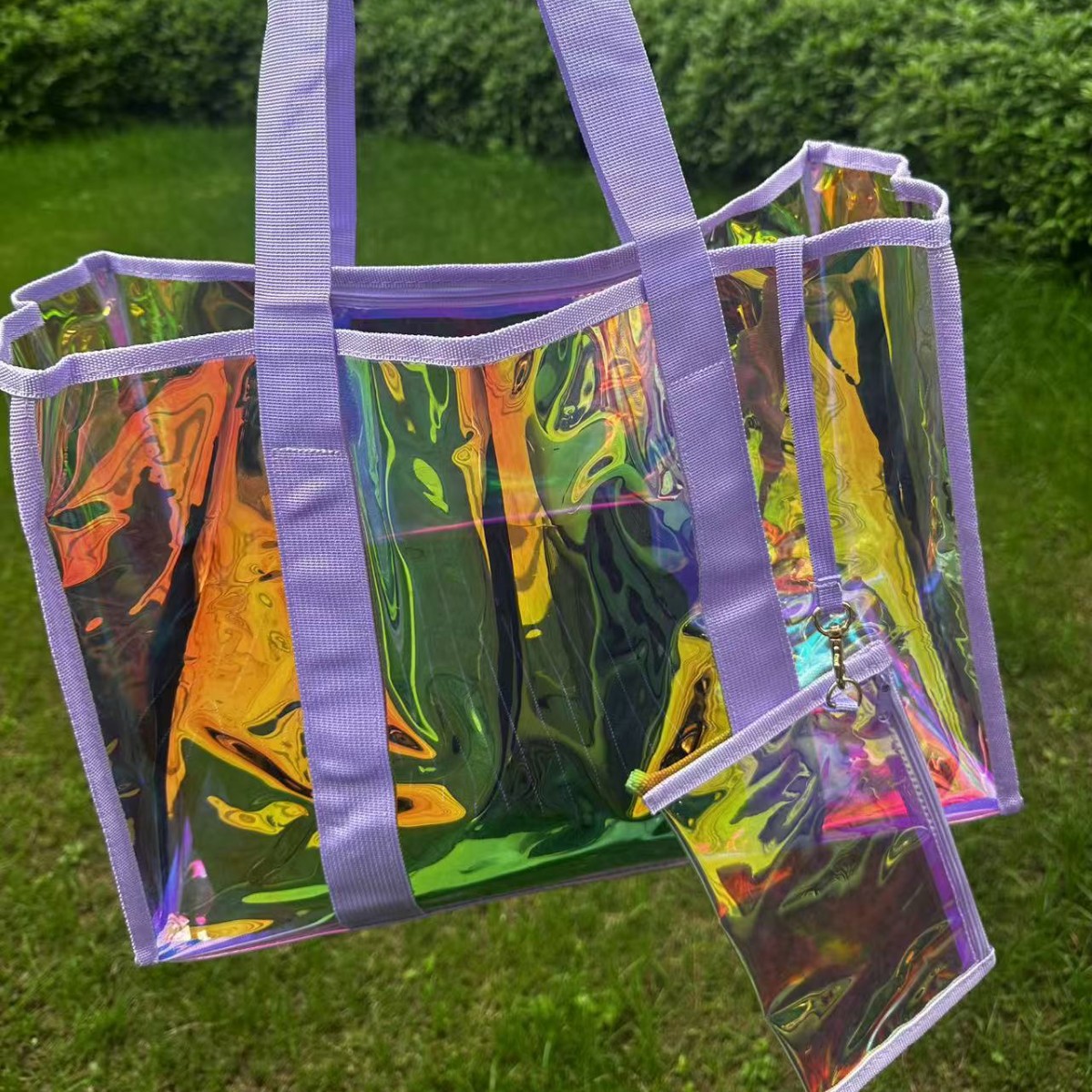 Amazon láser colorido transparente bolsa de gran capacidad bolsa de playa bolsa de damas almacenar vacaciones en la playa nadar