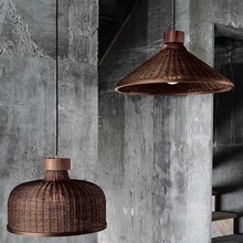 藤编竹艺吊灯茶室禅意灯笼日式餐厅灯具民宿创意客厅卧室复古藤艺