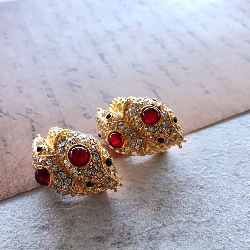 Silver Needle Electroplating Real Gold Red Gemstone Diamond Stud Earrings display picture 10