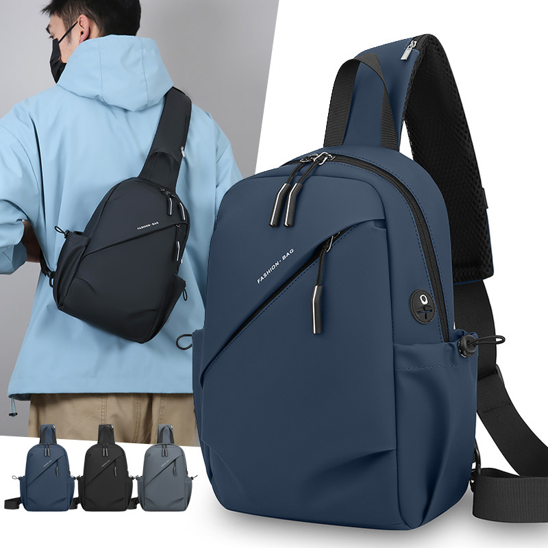 Nuevo bolso de pecho de hombre de gran capacidad, película de cuero PU, bolso de hombro casual multifuncional, bolso deportivo de bicicleta al aire libre.