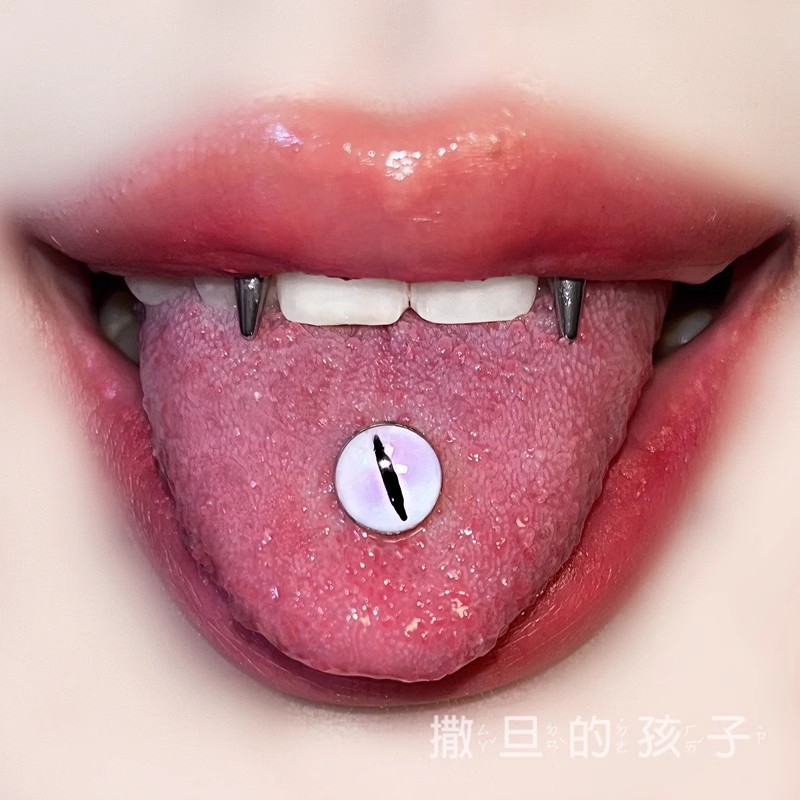 Magic Pupil Tongue Stud Spice Girl Sweet Cool External Thread Titanium Steel Eyes Tongue Ring detail image 5