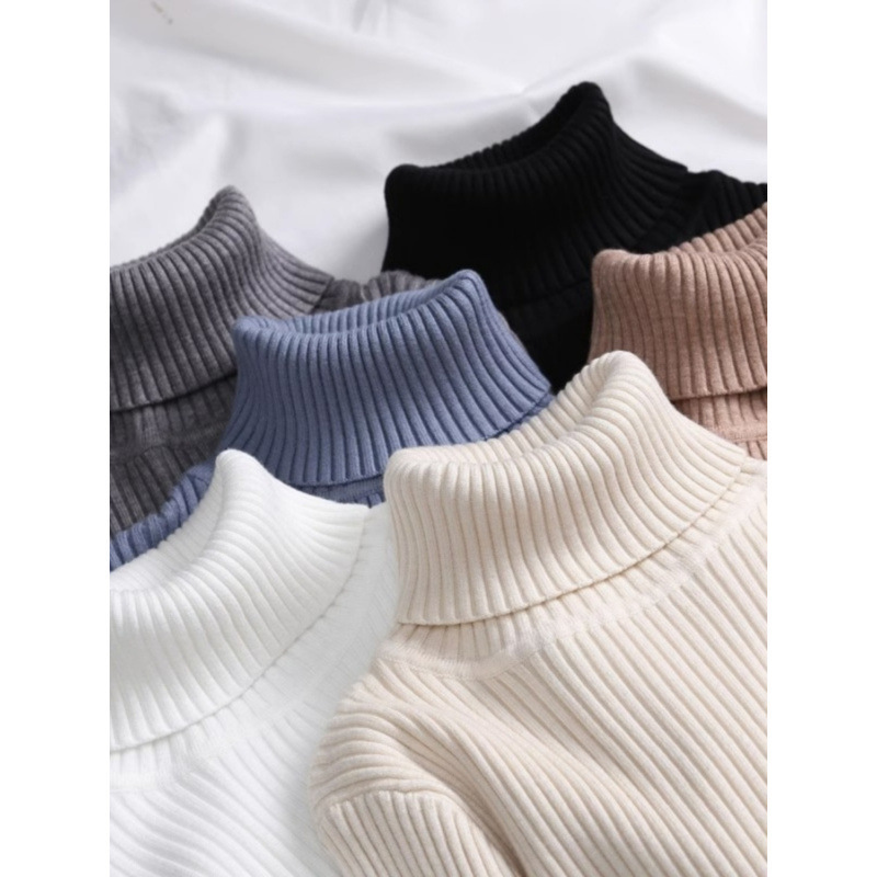 Light luxury high-neck slim-fit knitted pullover top, long-sleeved solid color base layer, new 2025 women's sweater for autumn and winter Light luxury high-neck slim-fit knitted pullover top, long-sleeved solid color base layer, new 2025 women's sweater for autumn and winter