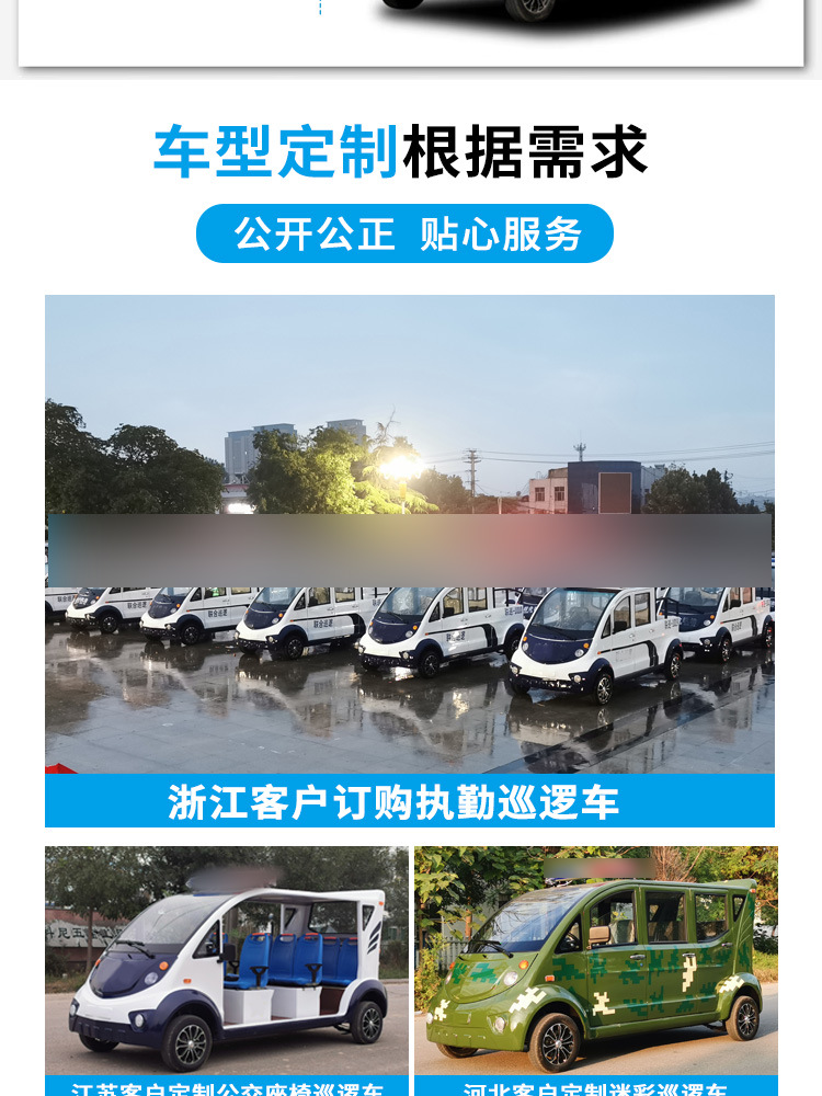 Export City Management Security Patrol Vehicle 2-4 Passenger Pickup Patrol Vehicle for Scenic Spots and Factories, Security Guard Patrol Vehicle